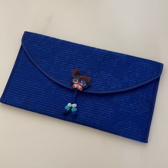 Royal blue Asian print wallet - Picture 3 of 8